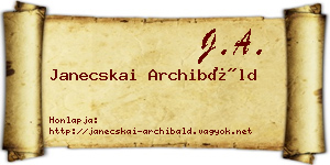 Janecskai Archibáld névjegykártya